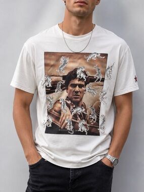 Bastille Men’s White Mafia T-Shirt XXL -  Al Pacino Print, Made in Italy NWOT